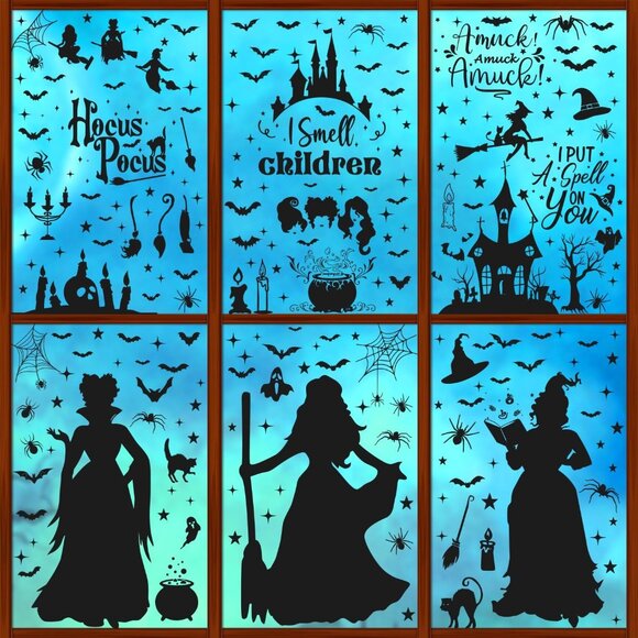 Hocus Pocus Decorations Halloween Window Clings 8 Sheets 91 PCS Double-Sided Spo - Picture 1 of 7